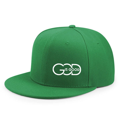Unisex Adjustable Baseball Cap Street Flat Brim Hat Printed God Is Good Casual Headwear Men And Women