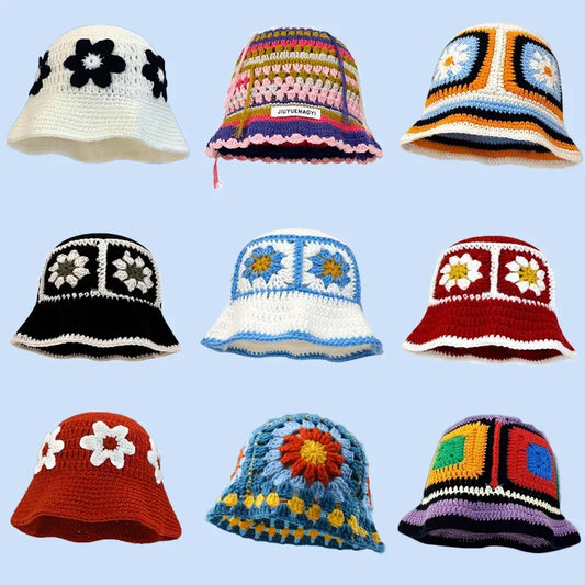 2025 Autumn New Crochet Korean Handmade Bucket Hat