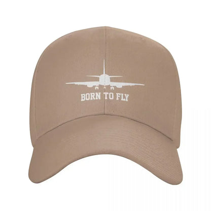 Born To Fly Airplane Baseball Cap Outdoor Women Men's