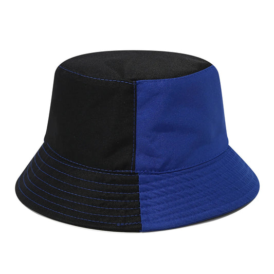 Black White Patchwork Bucket Hat Street Style Daily Wear Flat Top