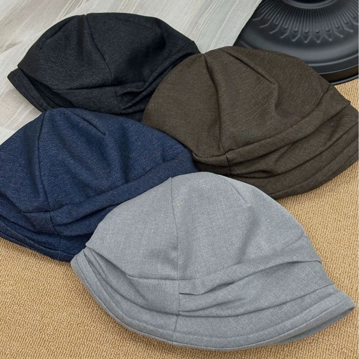 2026 New Cotton Linen Pleated Beret Hat For Women Niche Designer Retro Bucket Hat