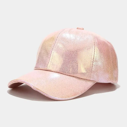 Glossy Pu Leather Baseball Caps For Women Men
