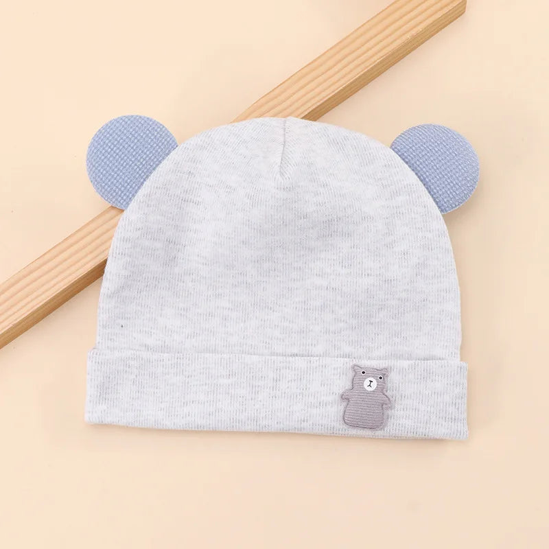 Cartoon Cute Solid Color Baby Beanies Spring Autumn Cotton Soft Head