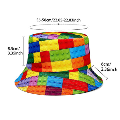Personalized Building Block Puzzle Fisherman's Hat,  Foldable Stylish Bucket Hat, All-Season Bucket Hat