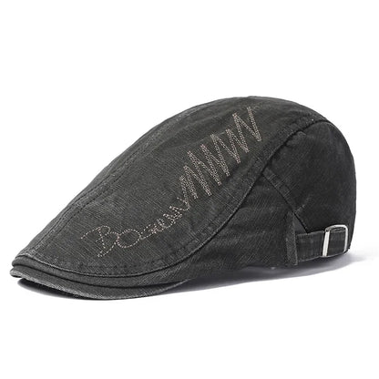 Four Seasons Cotton Letter Embroidery Newsboy Caps