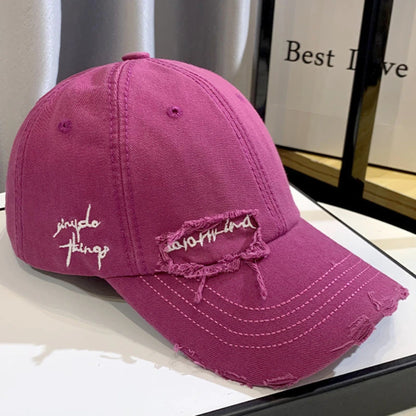 Celebrity Fashion Embroidery Hole Sunscreen Baseball Cap Women