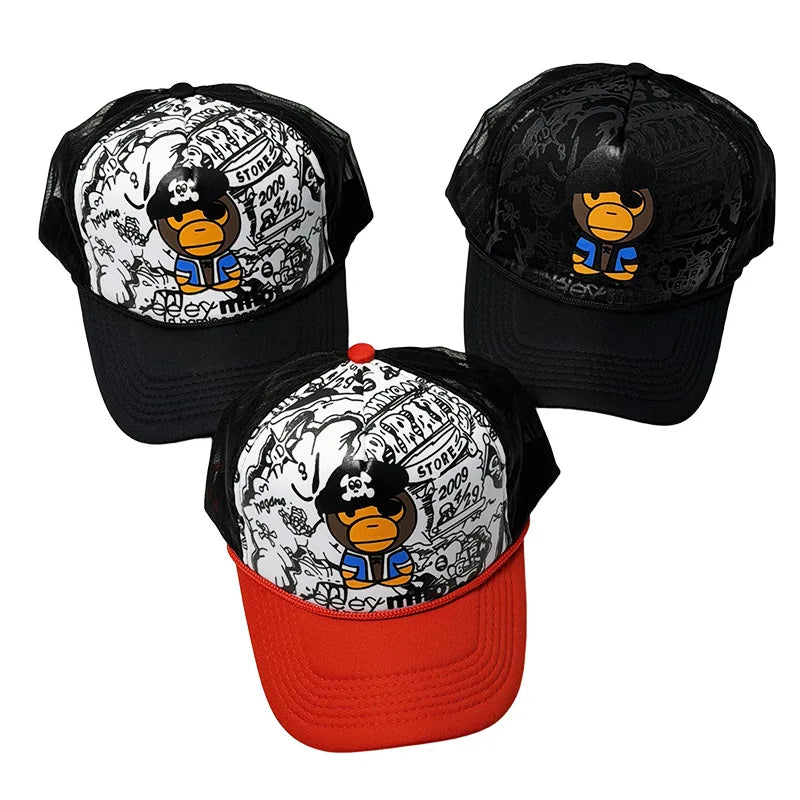 Unisex 3D Printed Baseball Cap Breathable Mesh Trucker Hat Hip Hop Style Sun Hat for Outdoor