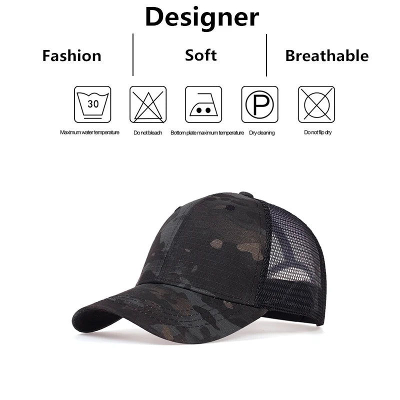 Unisex Solid Color Plaid Fabric Baseball Net Caps