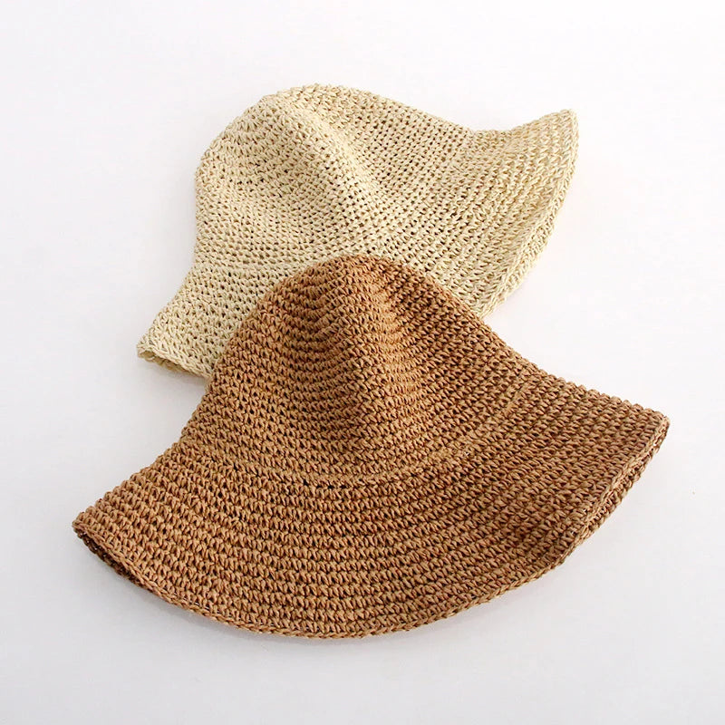 Handmade Straw Woven Retro Crochet Fisherman Hat Outdoor