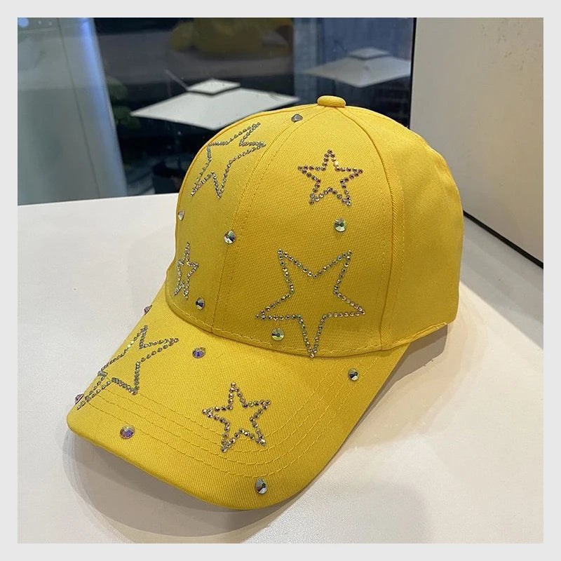 Women's Baseball Cap Five Pointed Star Inlaid Diamond Sun Hat
