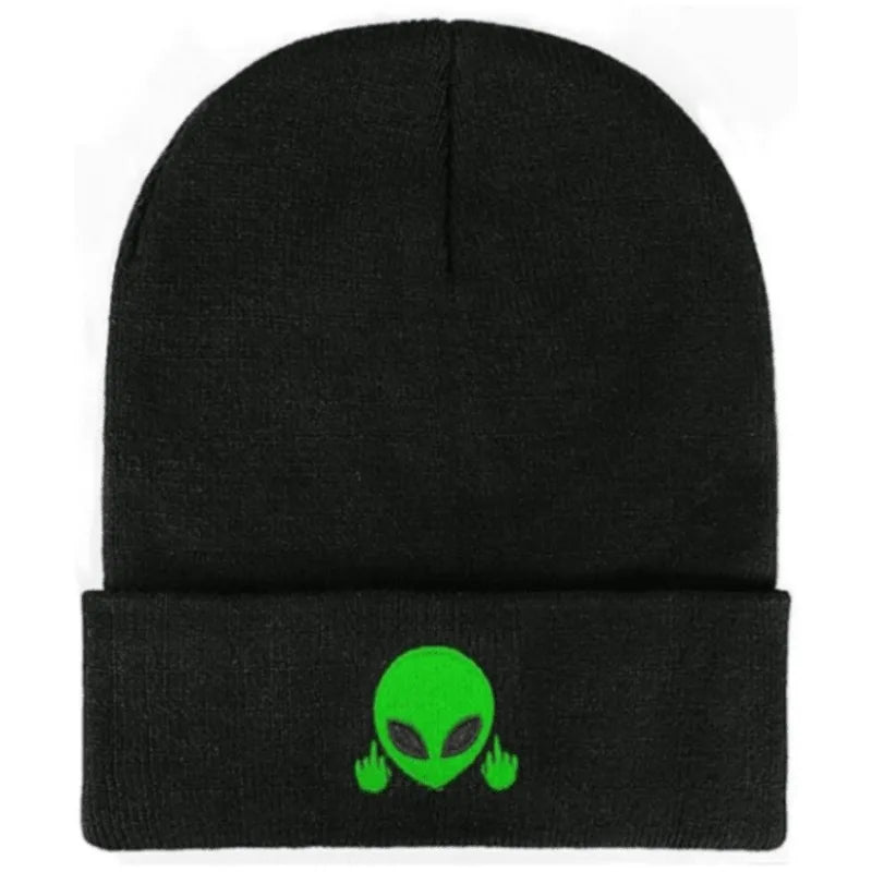 Unisex Winter Warm Skull Embroidery Knit Beanie Hat