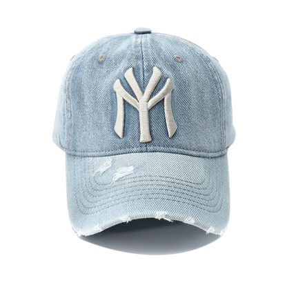 High Quality MY Embroidered Washed Denim Baseball Cap