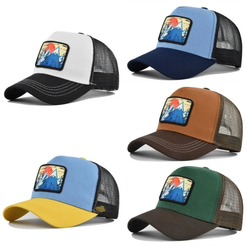 Letter Mesh Breathable Hat Women Men Embroidery Blocking Baseball Cap