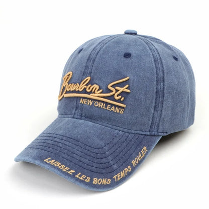 Unisex Washed Denim Baseball Caps Letter Embroidery Kpop Cotton Cap