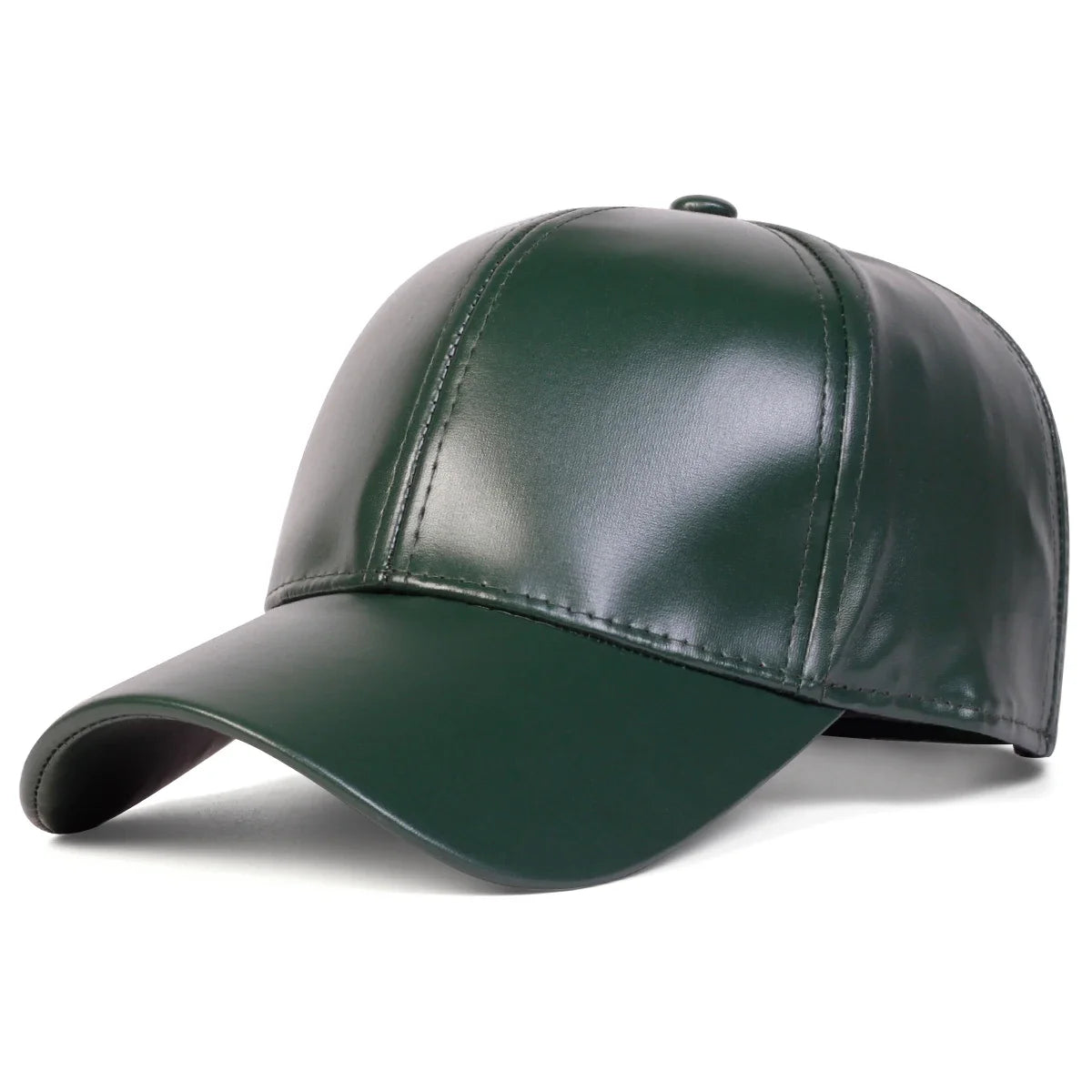 Unisex Light Panel Solid Color PU leather Baseball Caps Spring Autumn