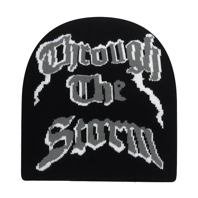 Y2K Letter Knitted Winter Autumn Beanie Cap Men Women