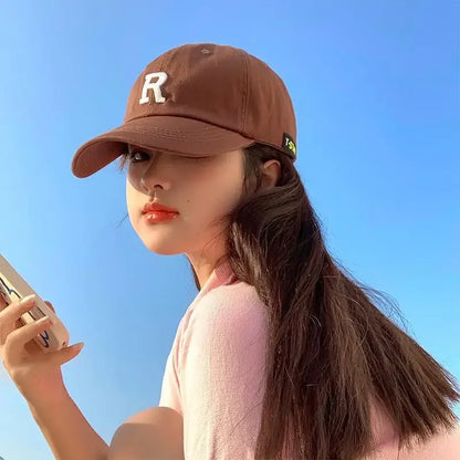 Embroidery Letter R Men Baseball Cap For Women
