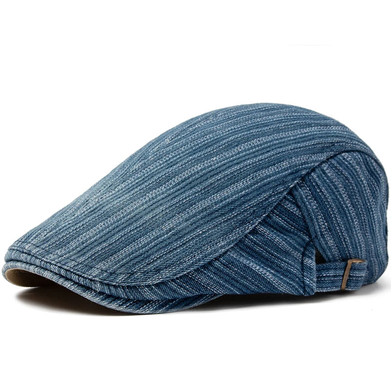 Men Women Berets Fashion Stripes Jeans Newsboy Hat