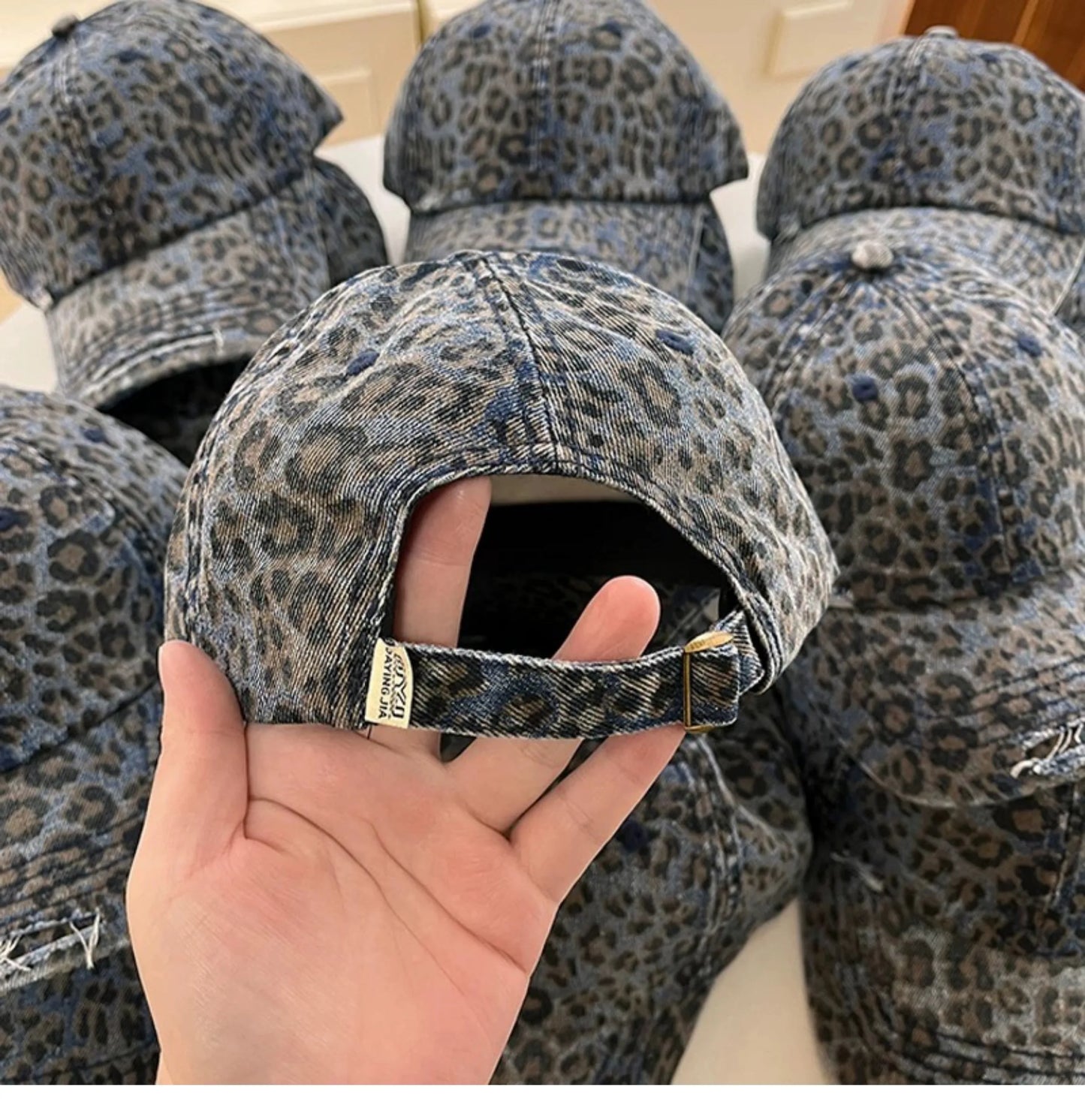 Leopard Baseball Caps Women Washed Vintage Street Spring Autumn