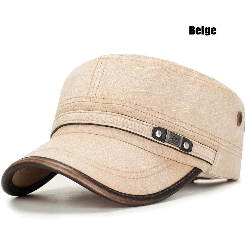 Leather Brim Washed Distressed Cotton Adjustable
