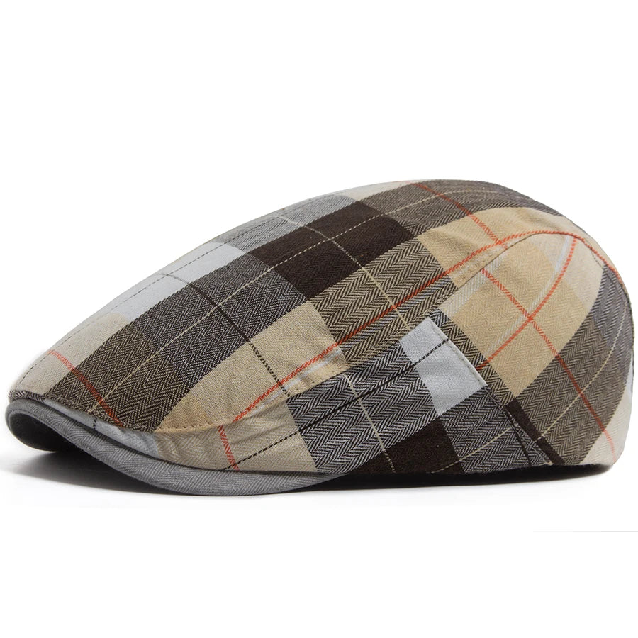 Summer Plaid Thin Beret Women Men Fashion Vintage Visor Hat