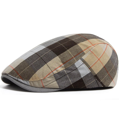 Summer Plaid Thin Beret Women Men Fashion Vintage Visor Hat