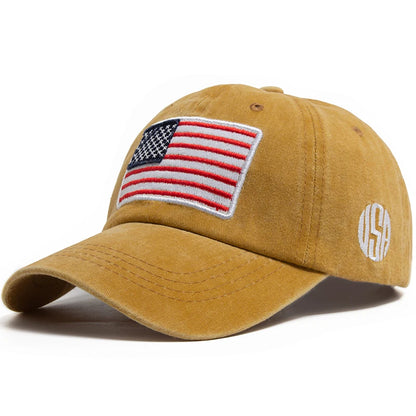 USA Flag Embroidery Baseball Cap Retro Washed Cotton Dad Hats