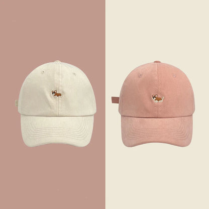 Dog Embroidery Baseball Hat For Men Women Cotton Solid Color Peaked Cap