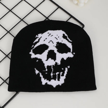 European And American Style Trendy Skull Jacquard Knitted Hat