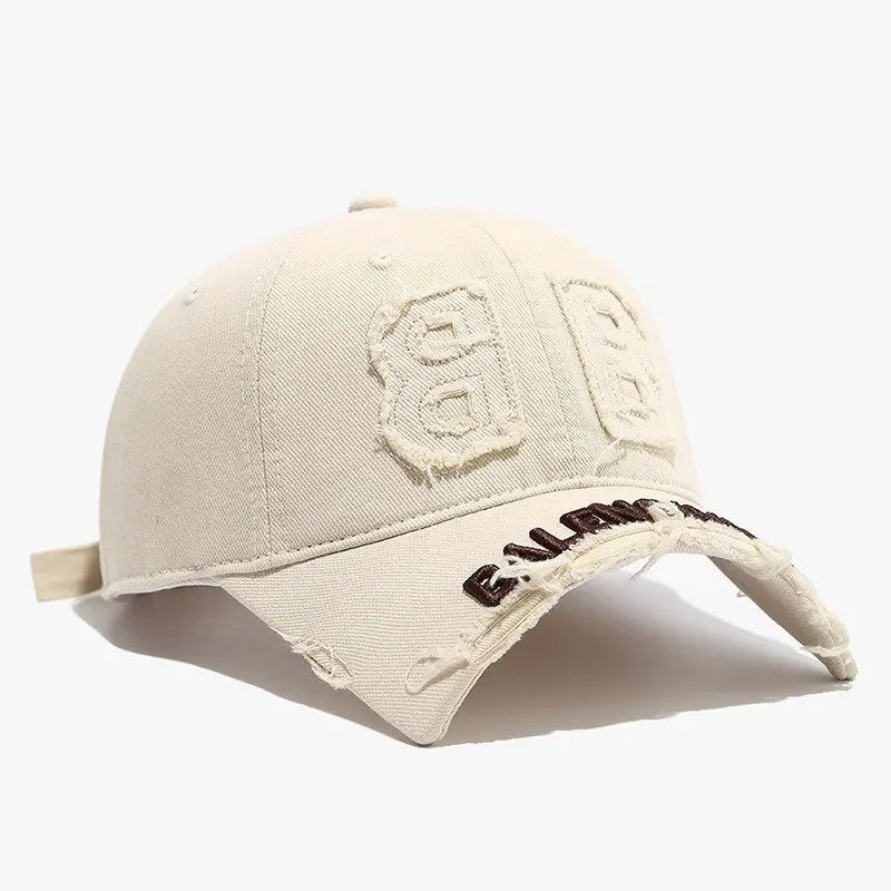 Fashion Denim Baseball Cap Women Men Hats Vintage Distressed Letters Embroidered