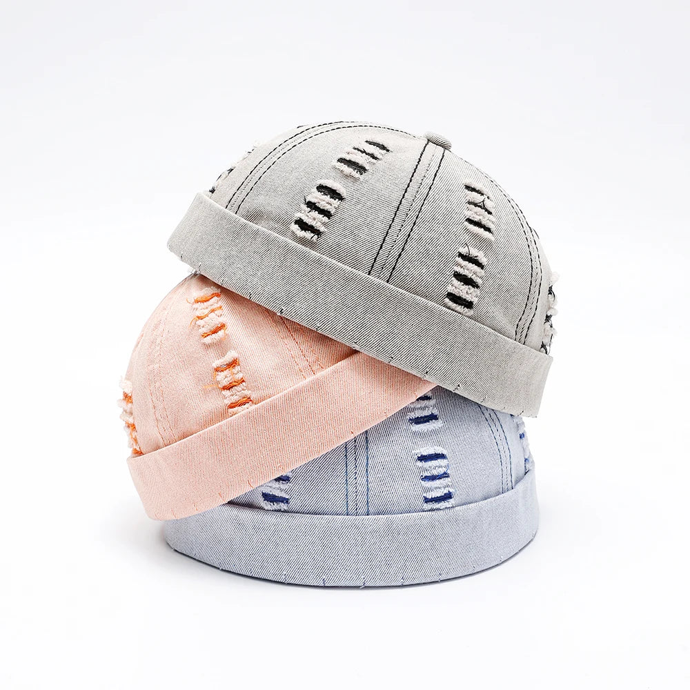 Melon Dome Denim Cap Women's Sailor Hat Caps