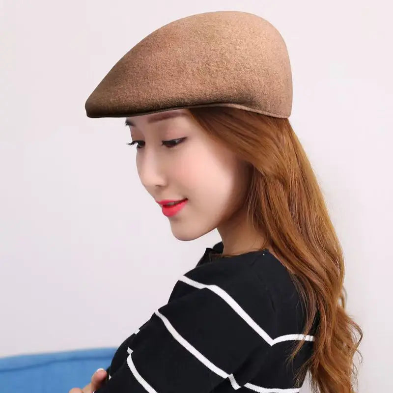 Winter High Quality Thick Wool Felt Classic Forward Cap