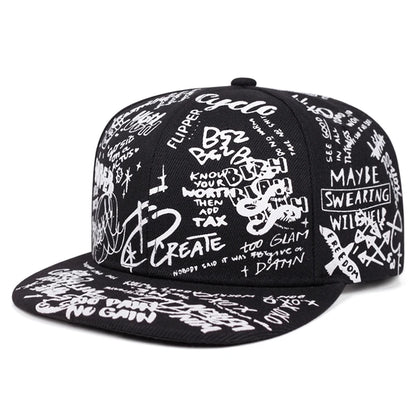 Fashionable Creative Snapback Hat Graffiti Letter Printed Hip Hop