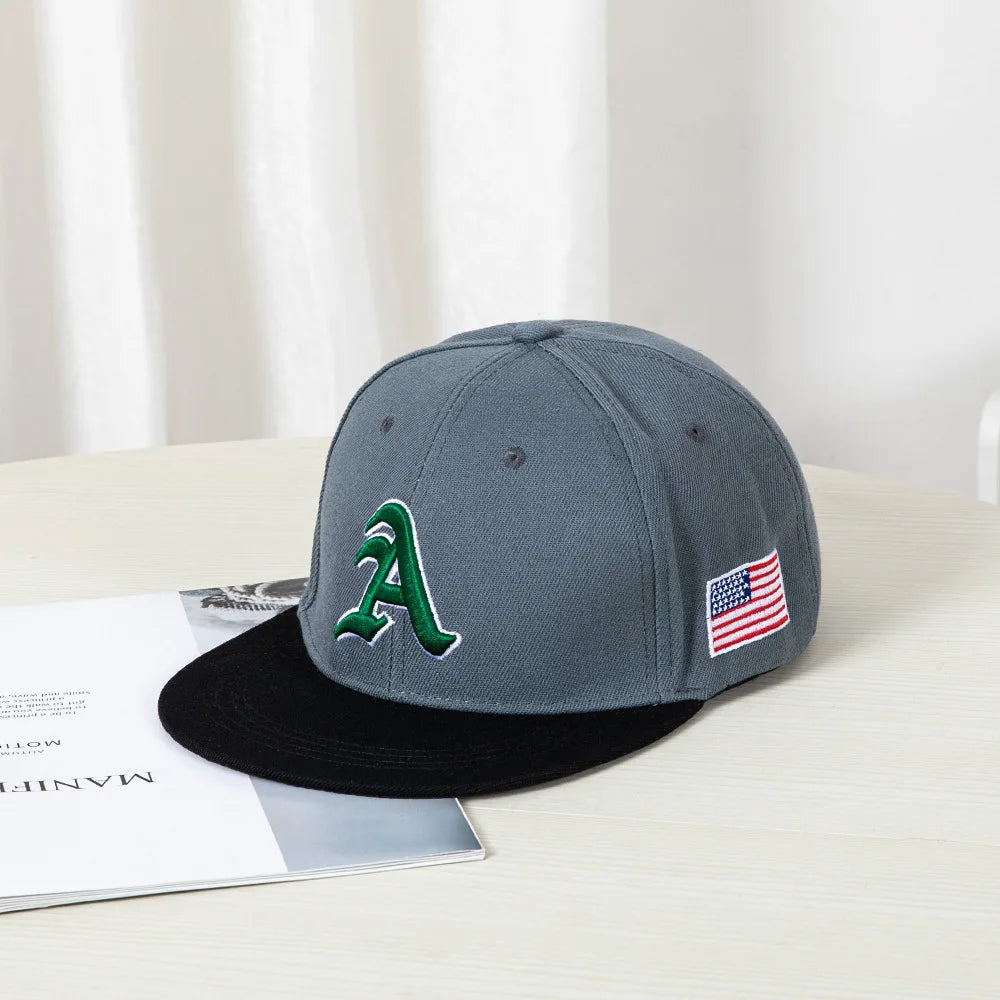 Hip Hop Style Baseball Cap With A Flat Top Color Patching Letter Embroidery Suitable For Both