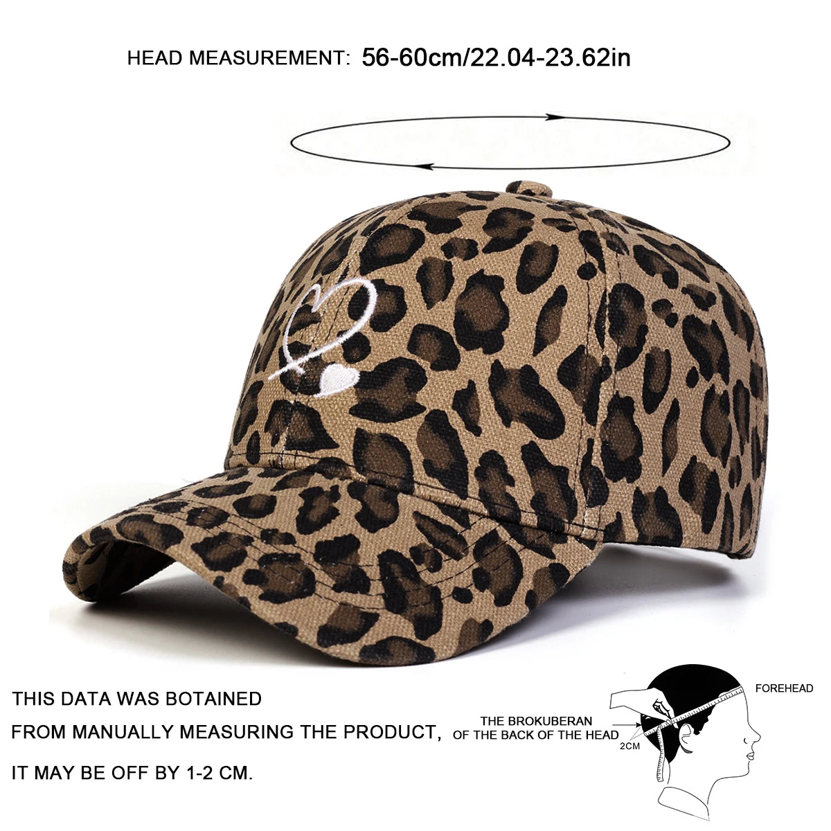 Unisex Leopard Print With Hearts Embroidery Baseball Caps
