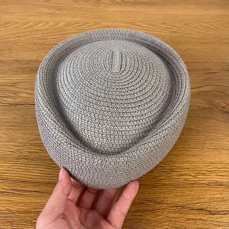 Airline Stewardess Flight Attendant Vintage Pillbox Hat Fashion Summer Straw Beret Hat