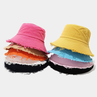 Women American Vintage Distressed Frayed Edge Bucket Hat