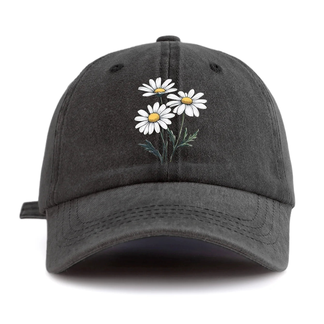Flower Print Washed Baseball Cap For Adults, Minimalist Retro Style Casual Soft