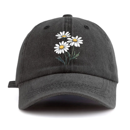 Flower Print Washed Baseball Cap For Adults, Minimalist Retro Style Casual Soft