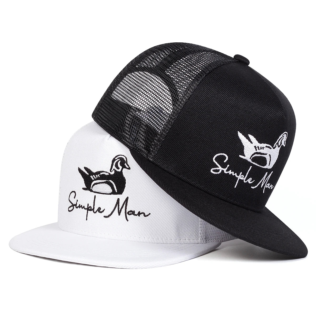 Unisex Simple Man Duck Embroidery Hip-Hop Net Hats