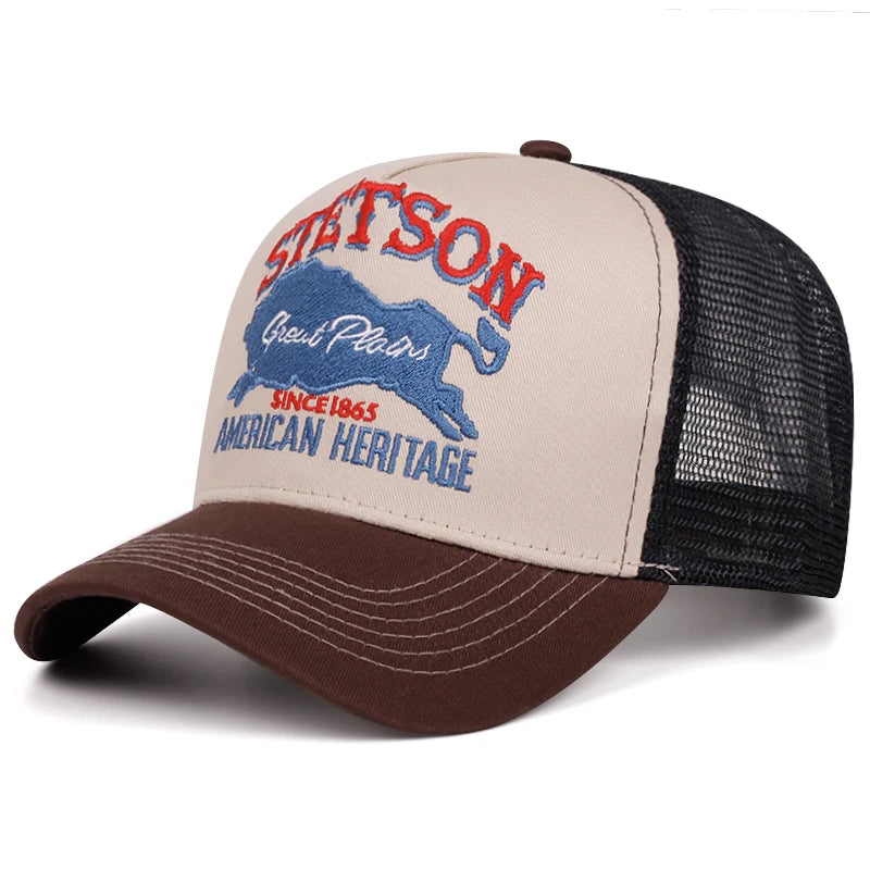 Personalized Truck Hat Station Blue Bull Mesh Hat Men's Street HipHop Hat Women's