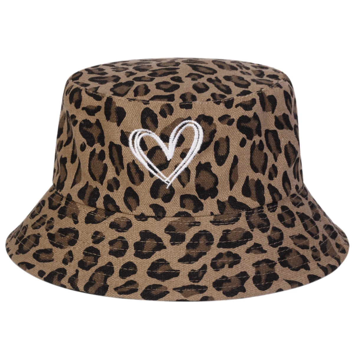 Unisex Leopard Print with Hearts Panama Fisherman Hat
