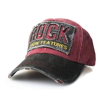 New Men And Women Frayed Old Baseball Cap Washed Cotton Peaked Rock Letter