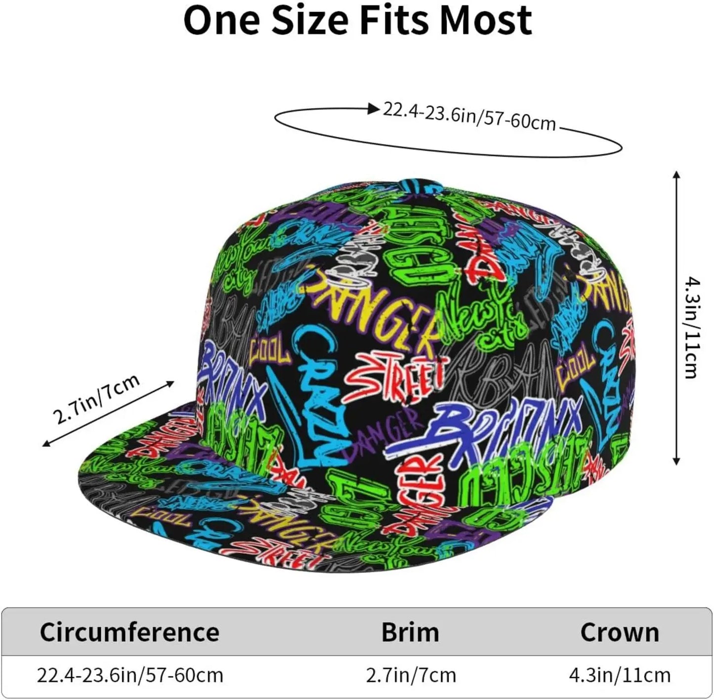 Funny Graffiti Snapback Hat for Men Women Unisex Hip Hop