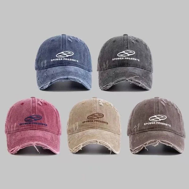 American Retro Washed Distressed Women's Baseball Cap Face Slimming Japanese  Protection Hat