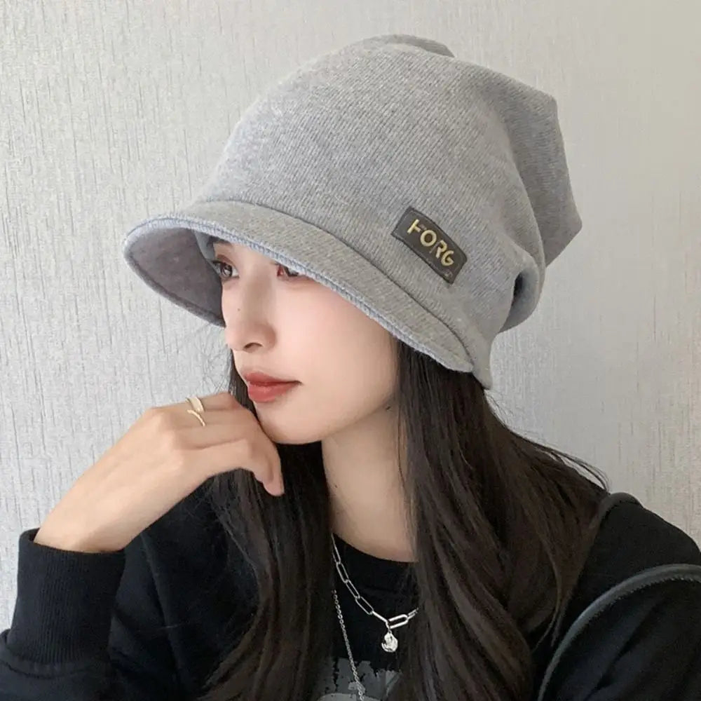 Versatile Soft Knitted Hat Elastic Thickened Peaked Cap