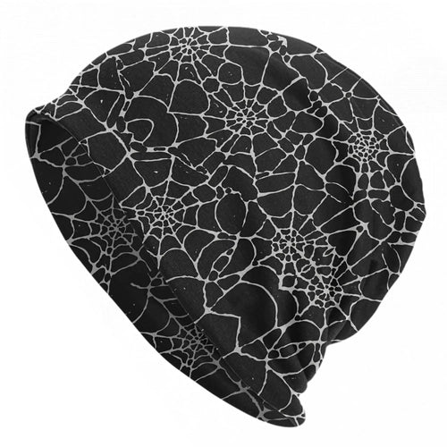 Black Spider Web Texture Beanie Hats Knitted Hat Outdoor Elastic Men Women Caps