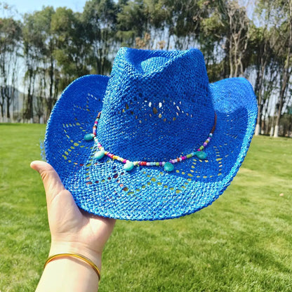 Summer Straw Cowboy Hat Hollow Woven Straw Hat
