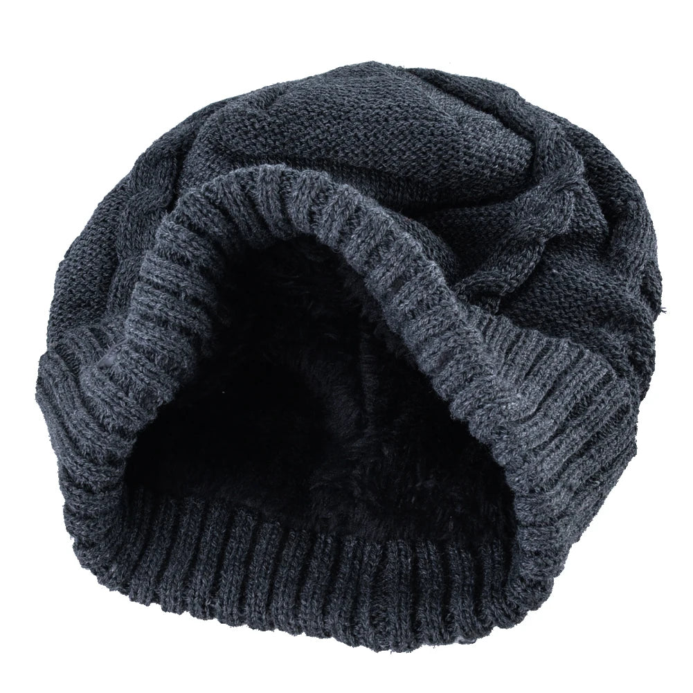 Winter Beanies Men Knitted Skull Pattern Solid Color Hat With Metal Skulls