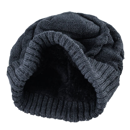 Winter Beanies Men Knitted Skull Pattern Solid Color Hat With Metal Skulls